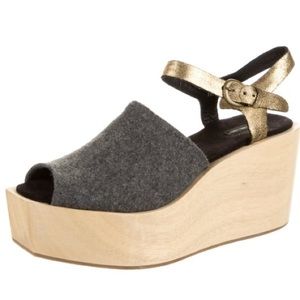 Rachel Comey Grey Felt Gold Tone Platform Wedges Size 10